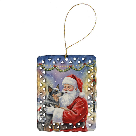 Buy this Australian Cattle Dog with Santa Claus Porcelain Ornament