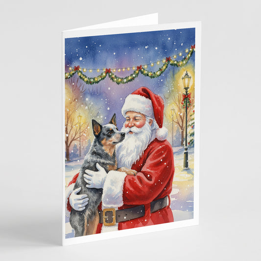 Buy this Australian Cattle Dog with Santa Claus Greeting Cards Pack of 8