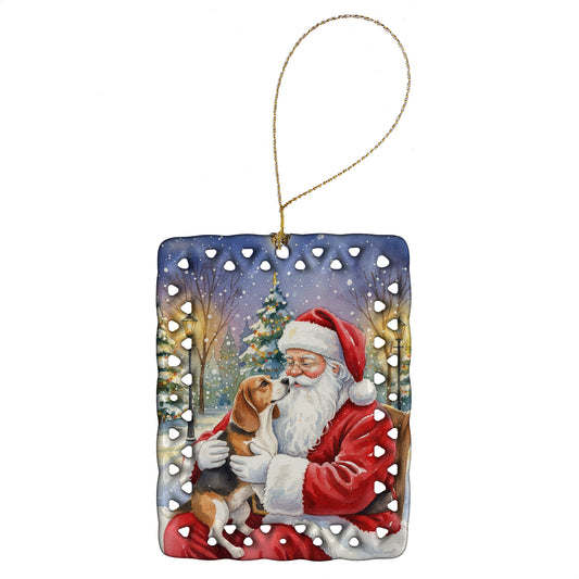 Buy this Beagle with Santa Claus Porcelain Ornament