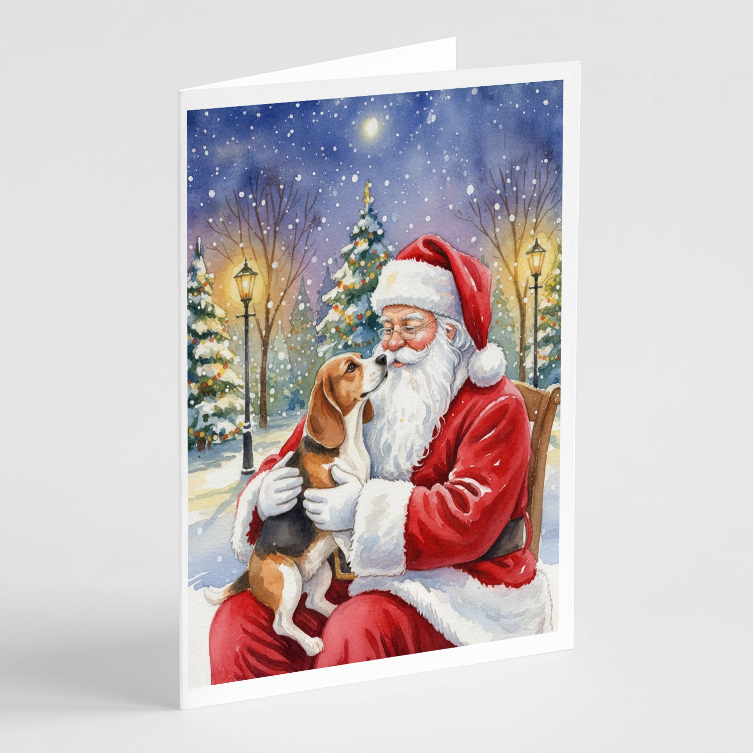 Buy this Beagle with Santa Claus Greeting Cards Pack of 8