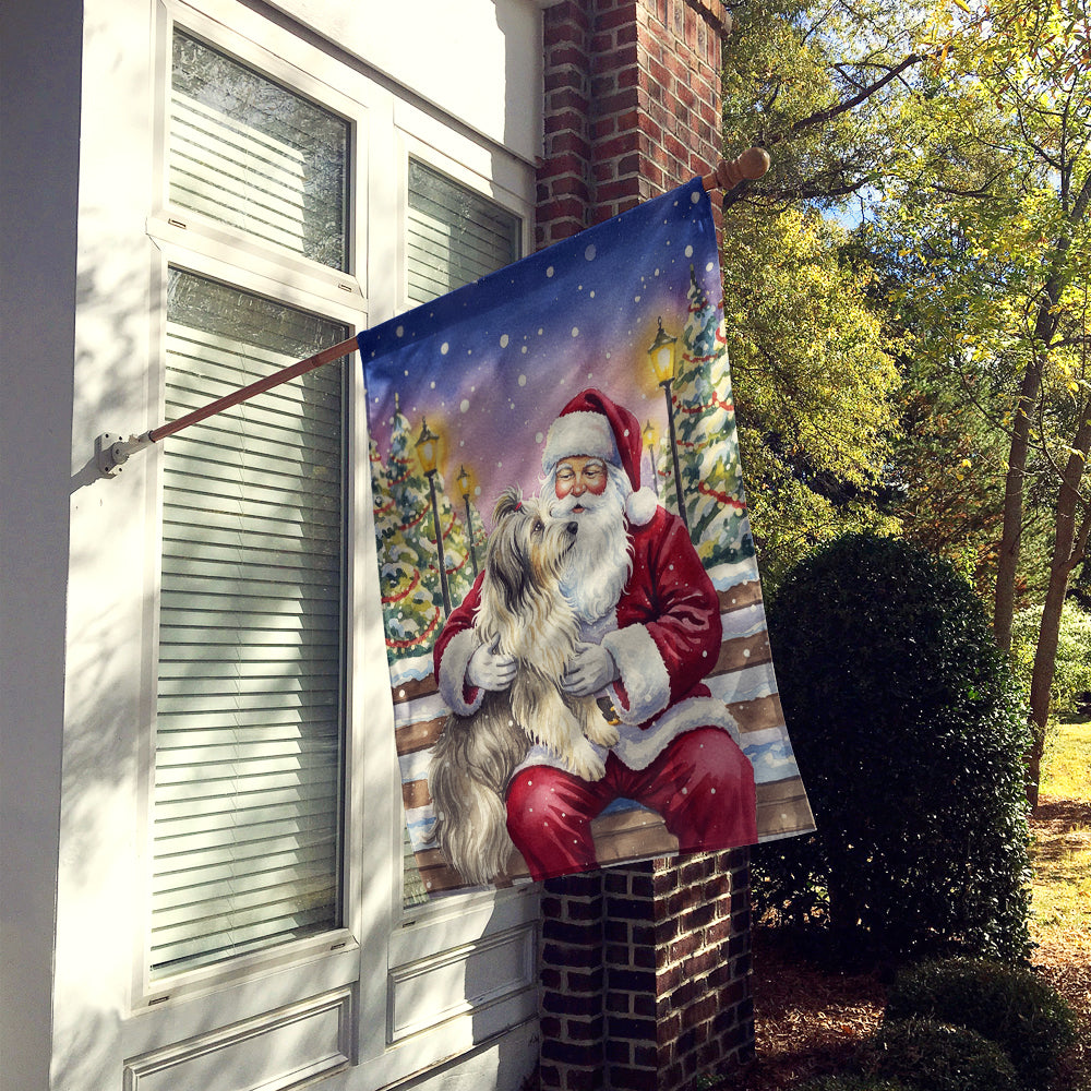 Bearded Collie with Santa Claus House Flag