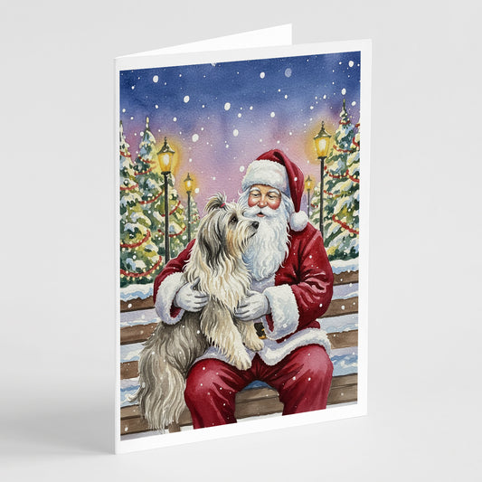 Buy this Bearded Collie with Santa Claus Greeting Cards Pack of 8
