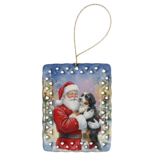 Buy this Bernedoodle with Santa Claus Porcelain Ornament