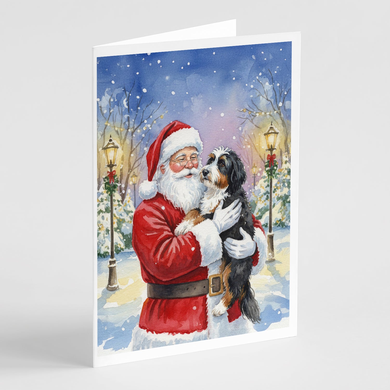 Buy this Bernedoodle with Santa Claus Greeting Cards Pack of 8