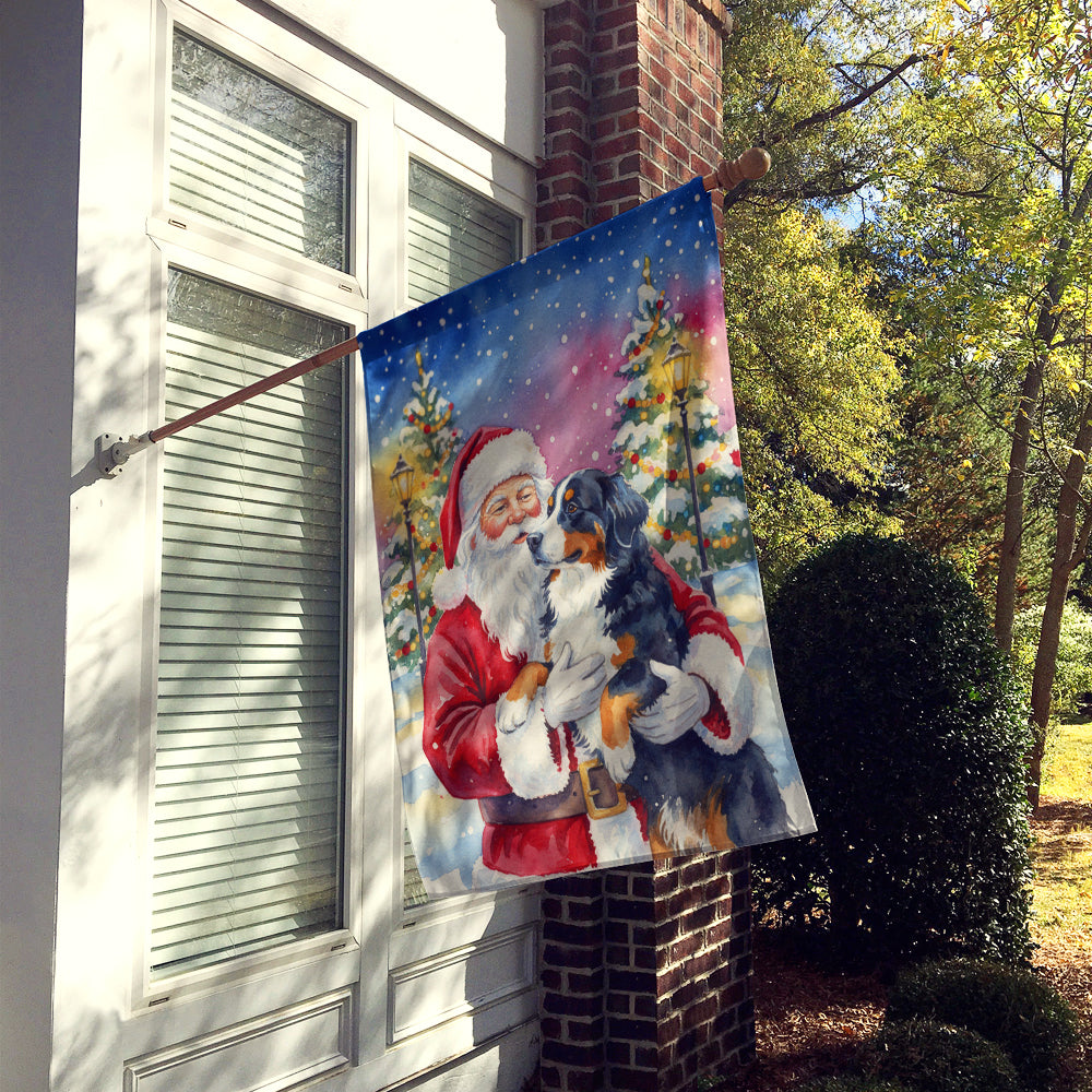 Bernese Mountain Dog with Santa Claus House Flag
