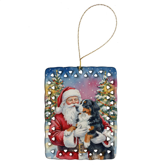 Buy this Bernese Mountain Dog with Santa Claus Porcelain Ornament