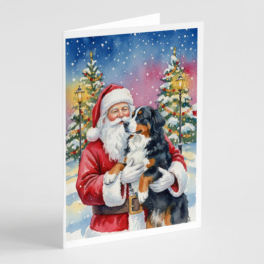 Buy this Bernese Mountain Dog with Santa Claus Greeting Cards Pack of 8