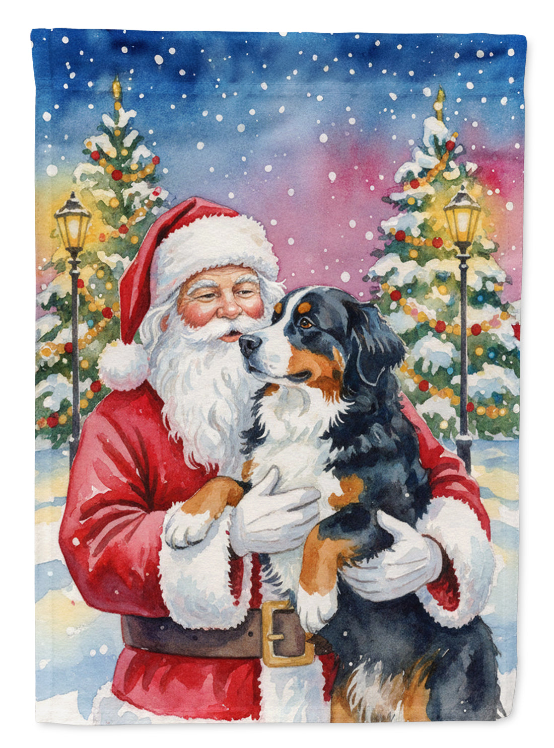 Buy this Bernese Mountain Dog with Santa Claus Garden Flag