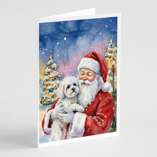 Buy this Bichon Frise with Santa Claus Greeting Cards Pack of 8