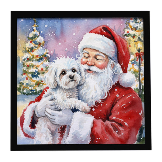 Buy this Bichon Frise with Santa Claus Framed Metal Print