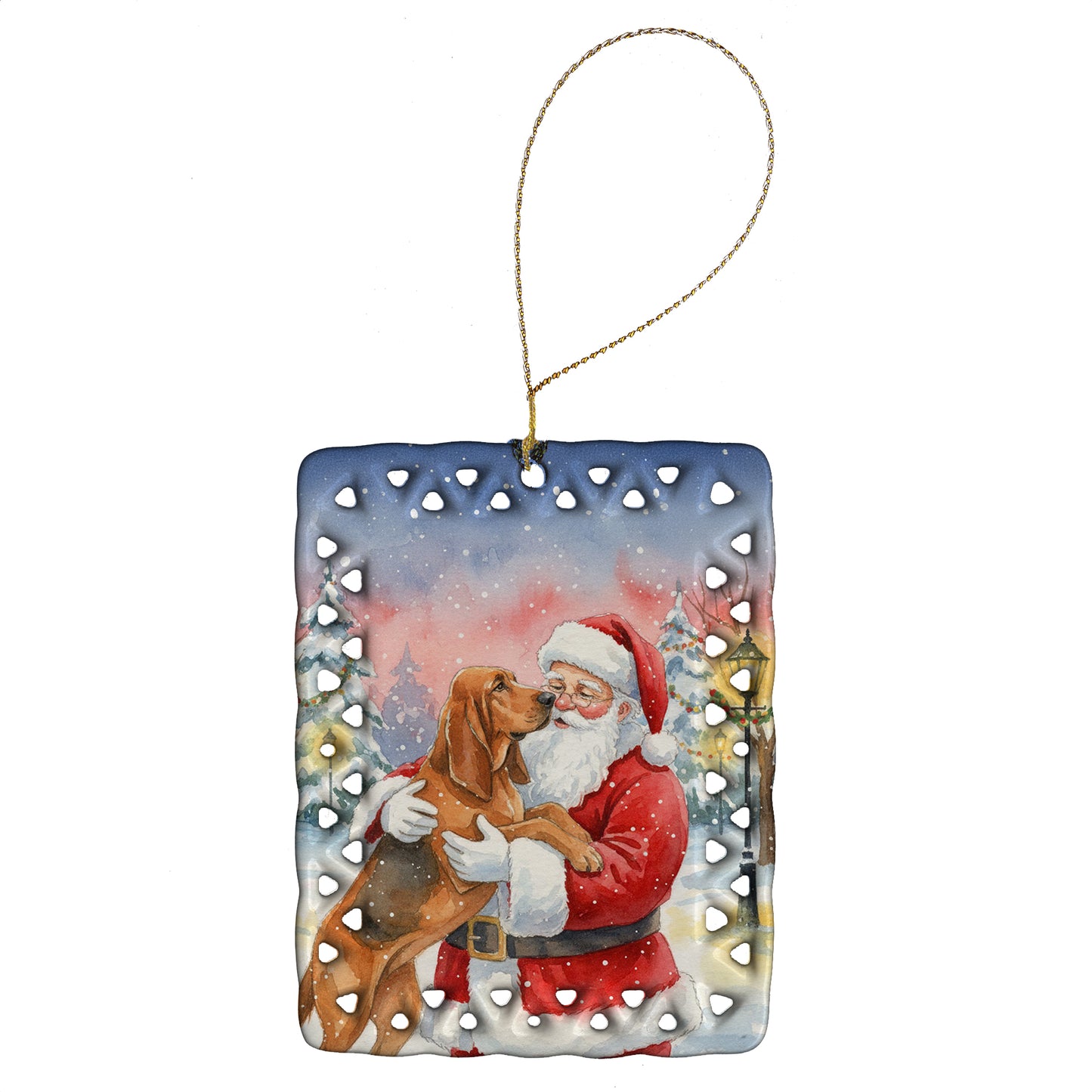 Buy this Bloodhound with Santa Claus Porcelain Ornament