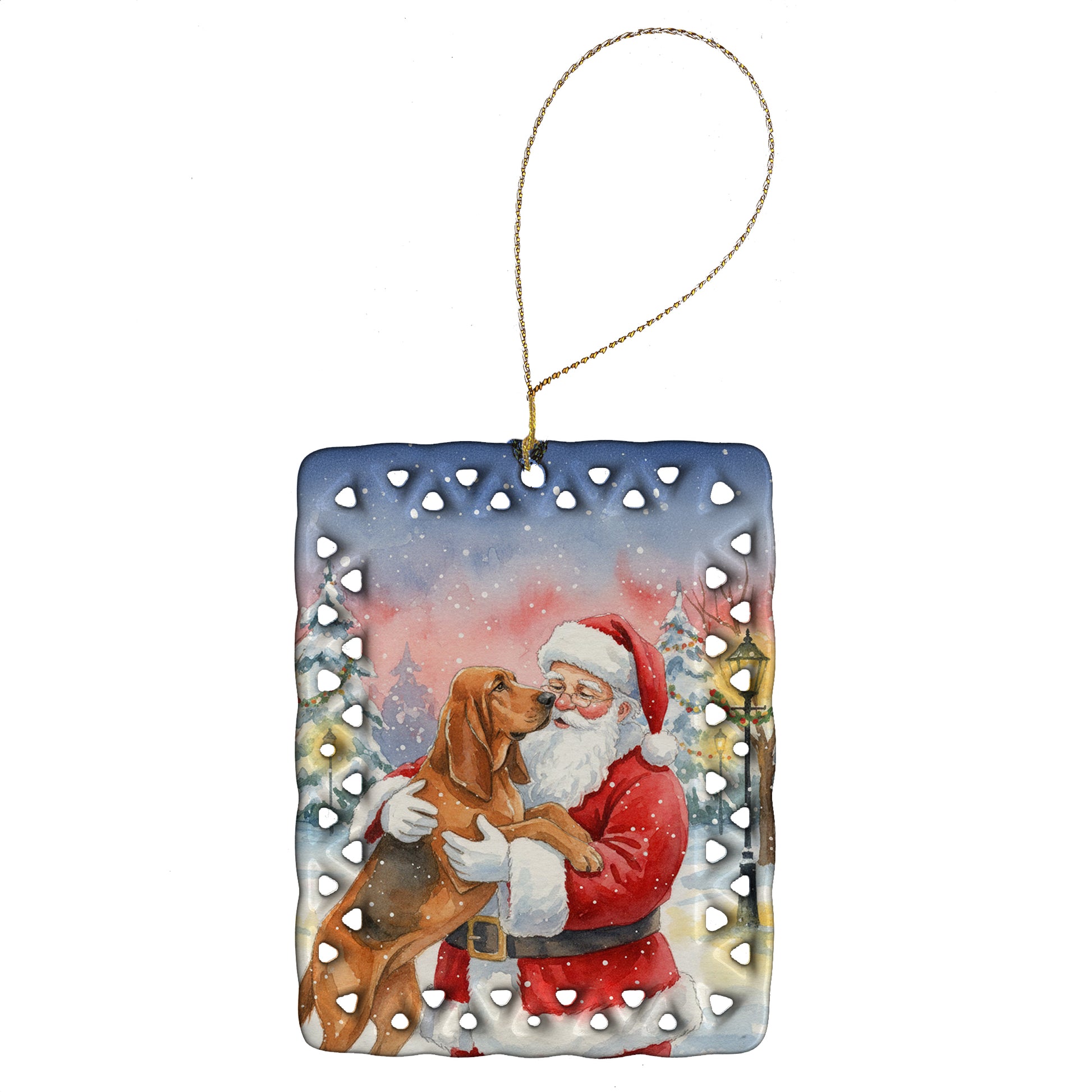 Buy this Bloodhound with Santa Claus Porcelain Ornament