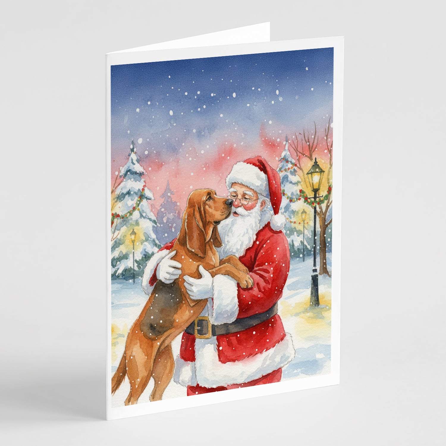 Buy this Bloodhound with Santa Claus Greeting Cards Pack of 8