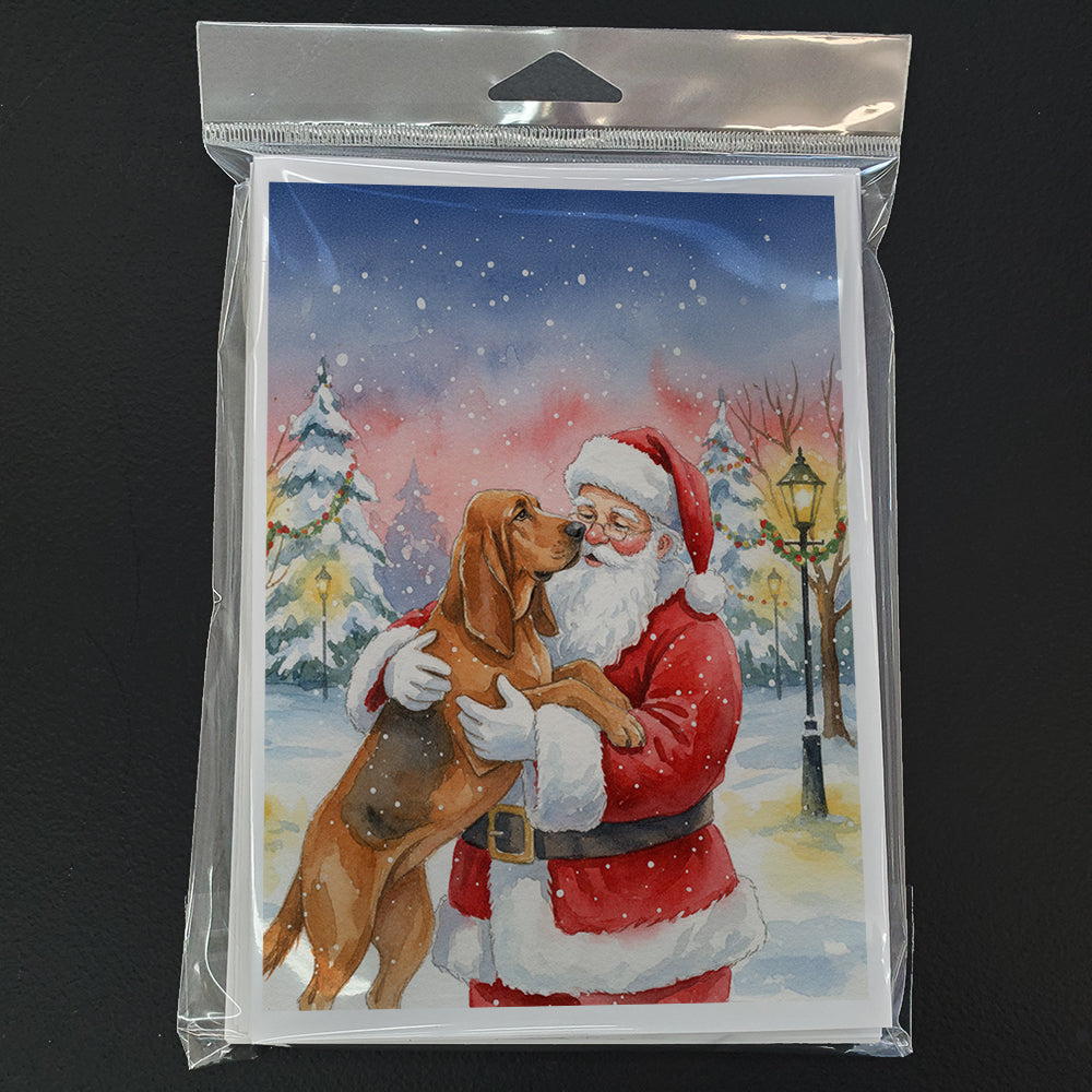 Bloodhound with Santa Claus Greeting Cards Pack of 8