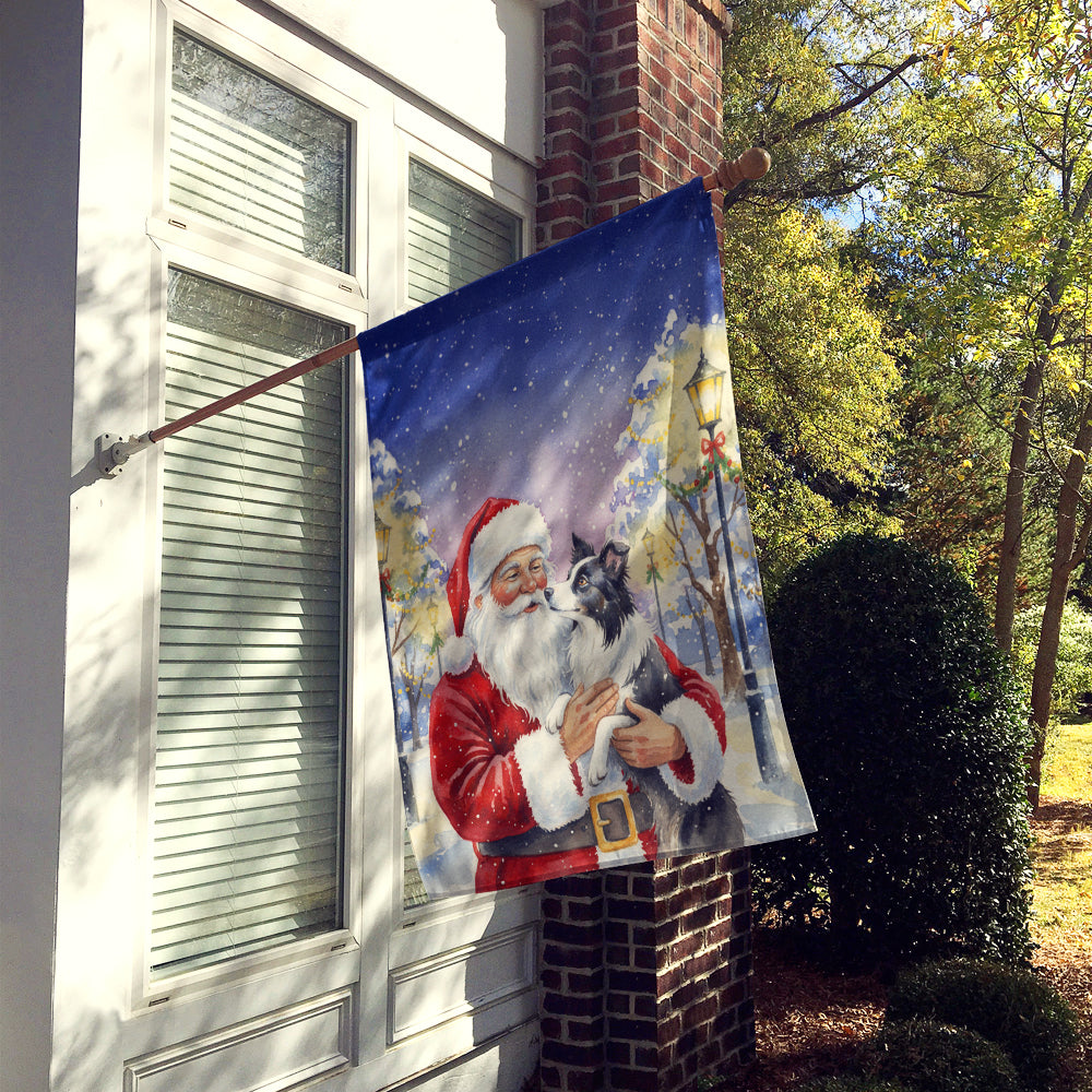 Border Collie with Santa Claus House Flag