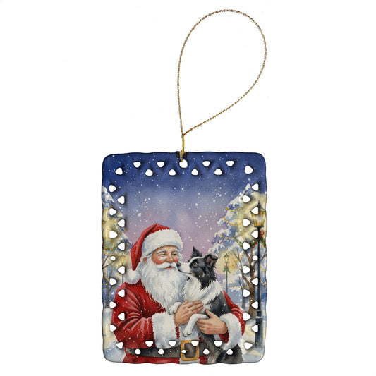 Buy this Border Collie with Santa Claus Porcelain Ornament