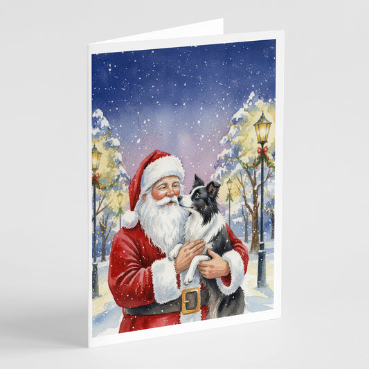 Buy this Border Collie with Santa Claus Greeting Cards Pack of 8