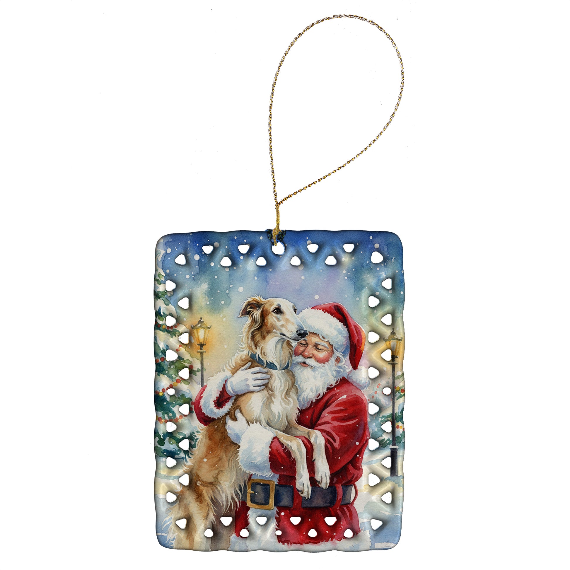 Buy this Borzoi/ with Santa Claus Porcelain Ornament