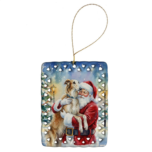 Buy this Borzoi/ with Santa Claus Porcelain Ornament
