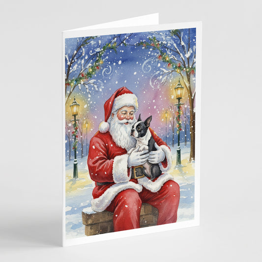 Buy this Boston Terrier with Santa Claus Greeting Cards Pack of 8