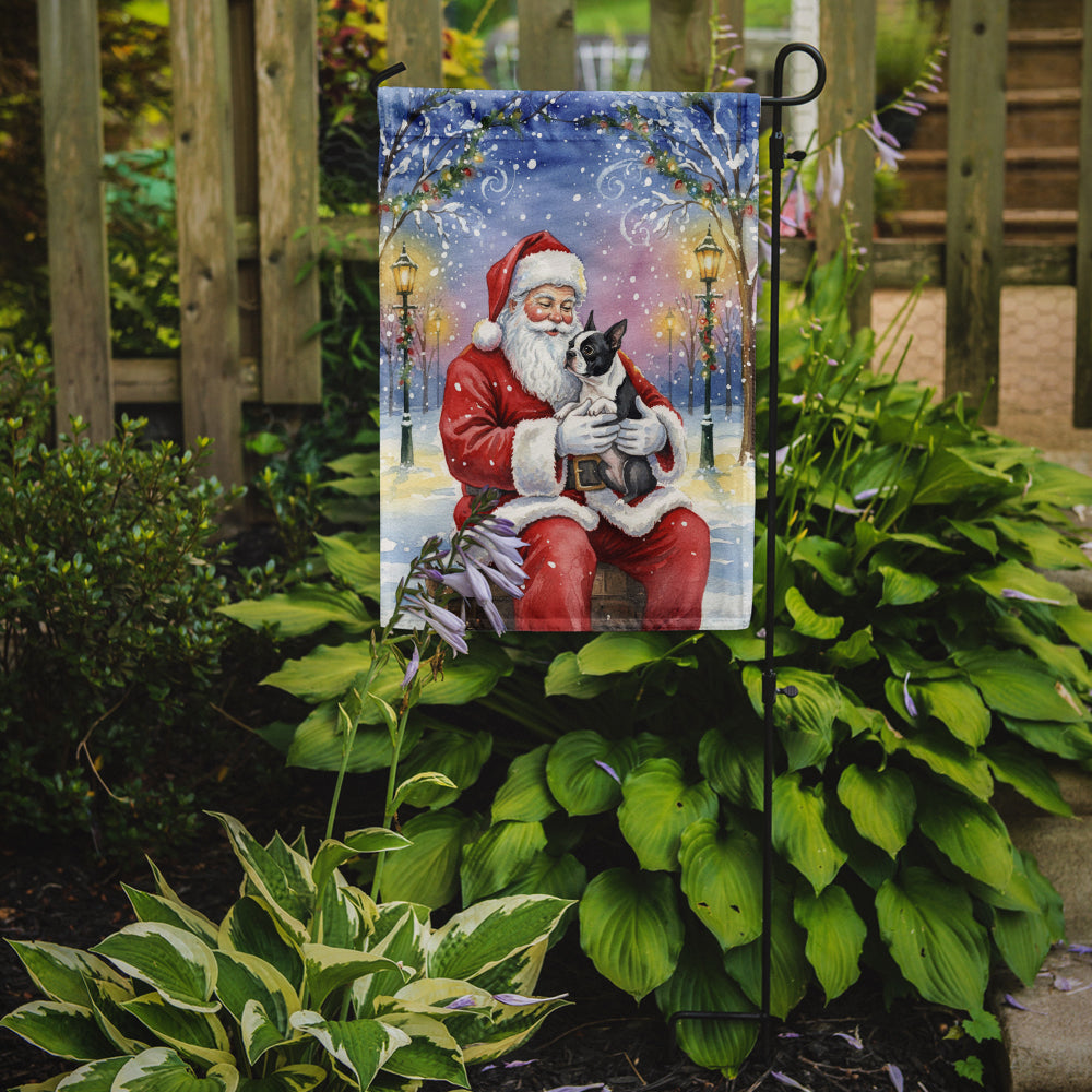 Boston Terrier with Santa Claus Garden Flag