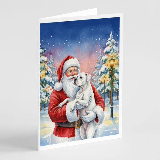 Buy this White Boxer with Santa Claus Greeting Cards Pack of 8