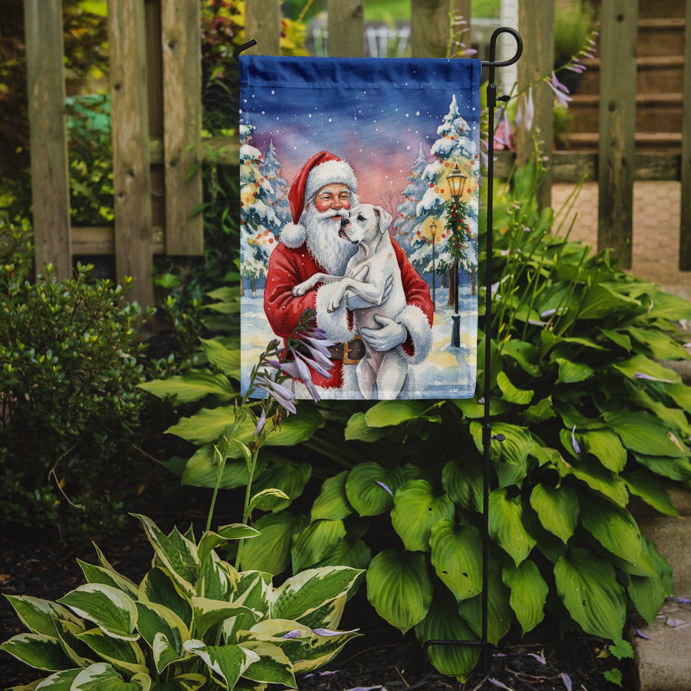White Boxer with Santa Claus Garden Flag