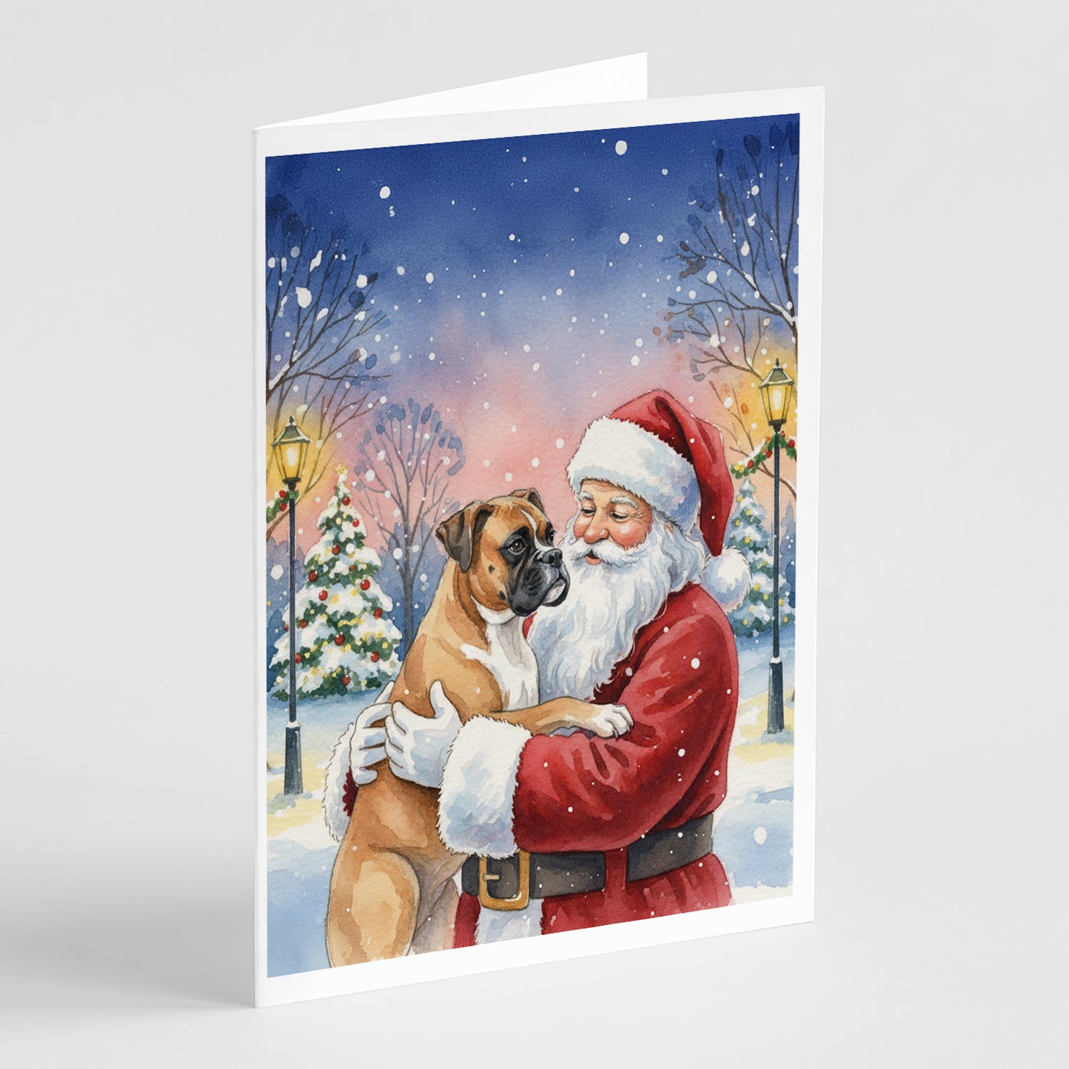 Buy this Boxer with Santa Claus Greeting Cards Pack of 8