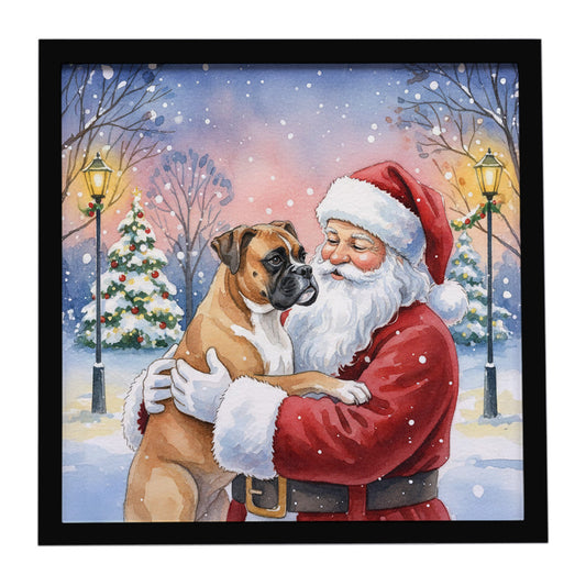 Buy this Boxer with Santa Claus Framed Metal Print