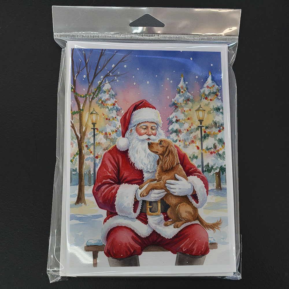 Boykin Spaniel with Santa Claus Greeting Cards Pack of 8