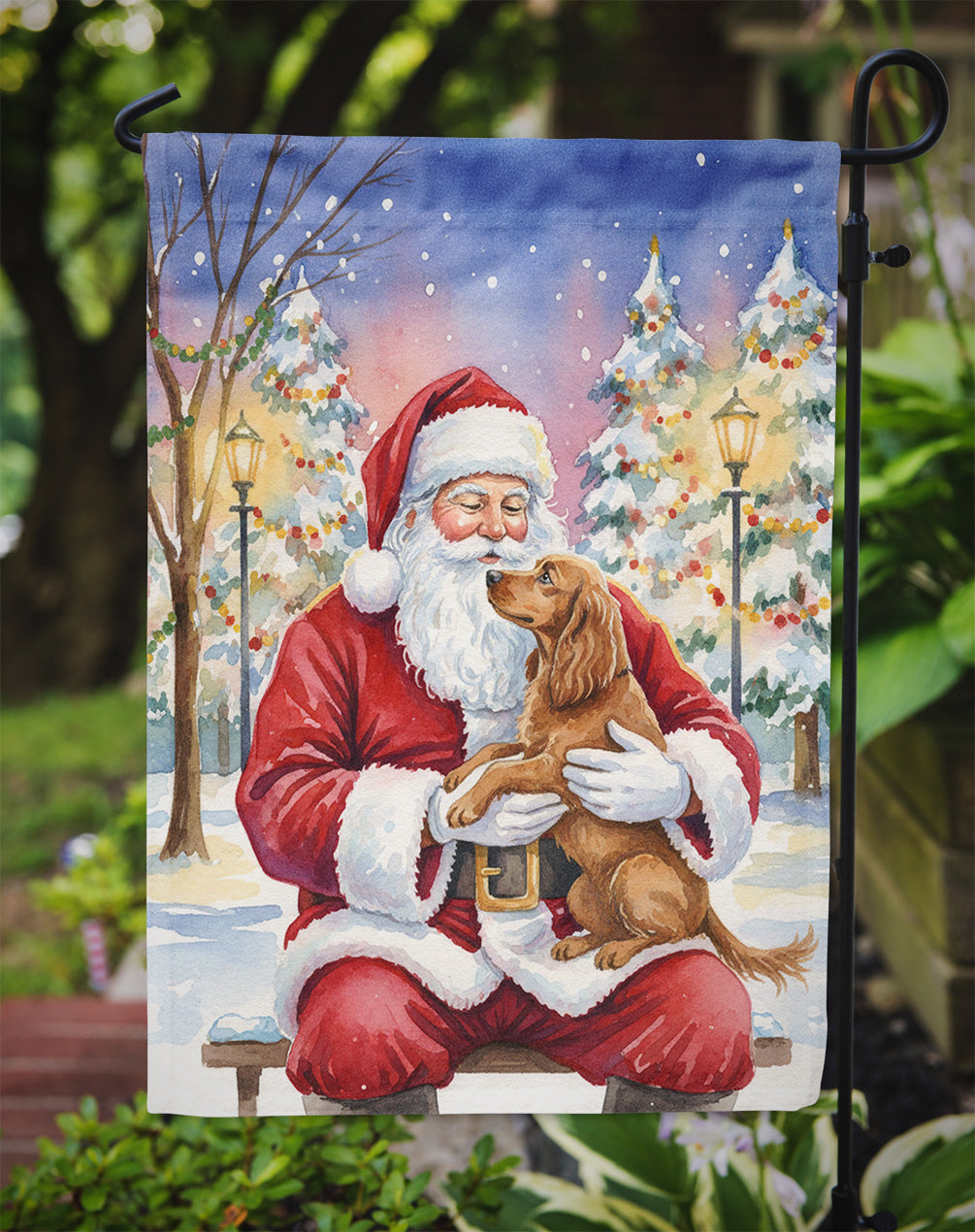 Boykin Spaniel with Santa Claus Garden Flag