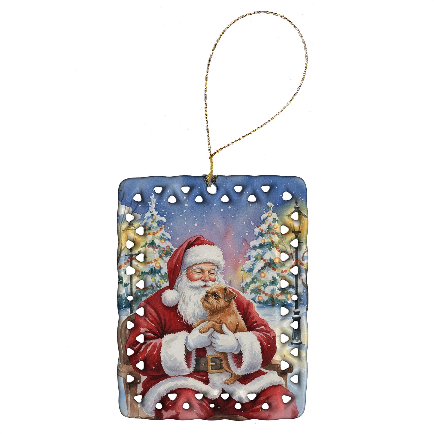Buy this Brussels Griffon with Santa Claus Porcelain Ornament