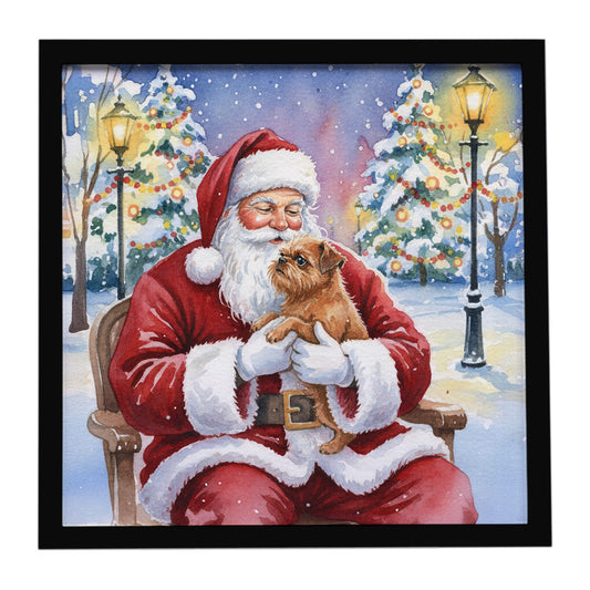 Buy this Brussels Griffon with Santa Claus Framed Metal Print