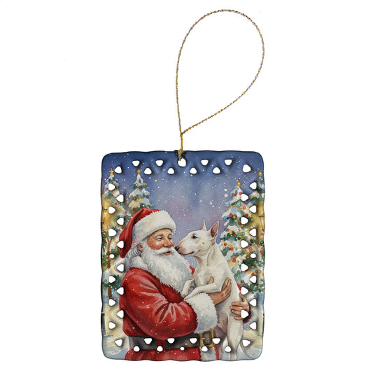Buy this Bull Terrier with Santa Claus Porcelain Ornament