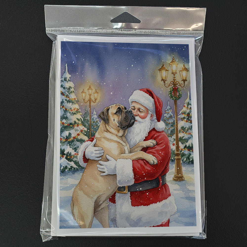 Bullmastiff with Santa Claus Greeting Cards Pack of 8