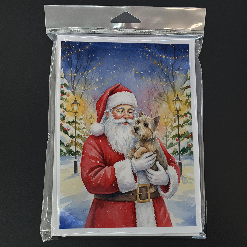 Cairn Terrier with Santa Claus Greeting Cards Pack of 8