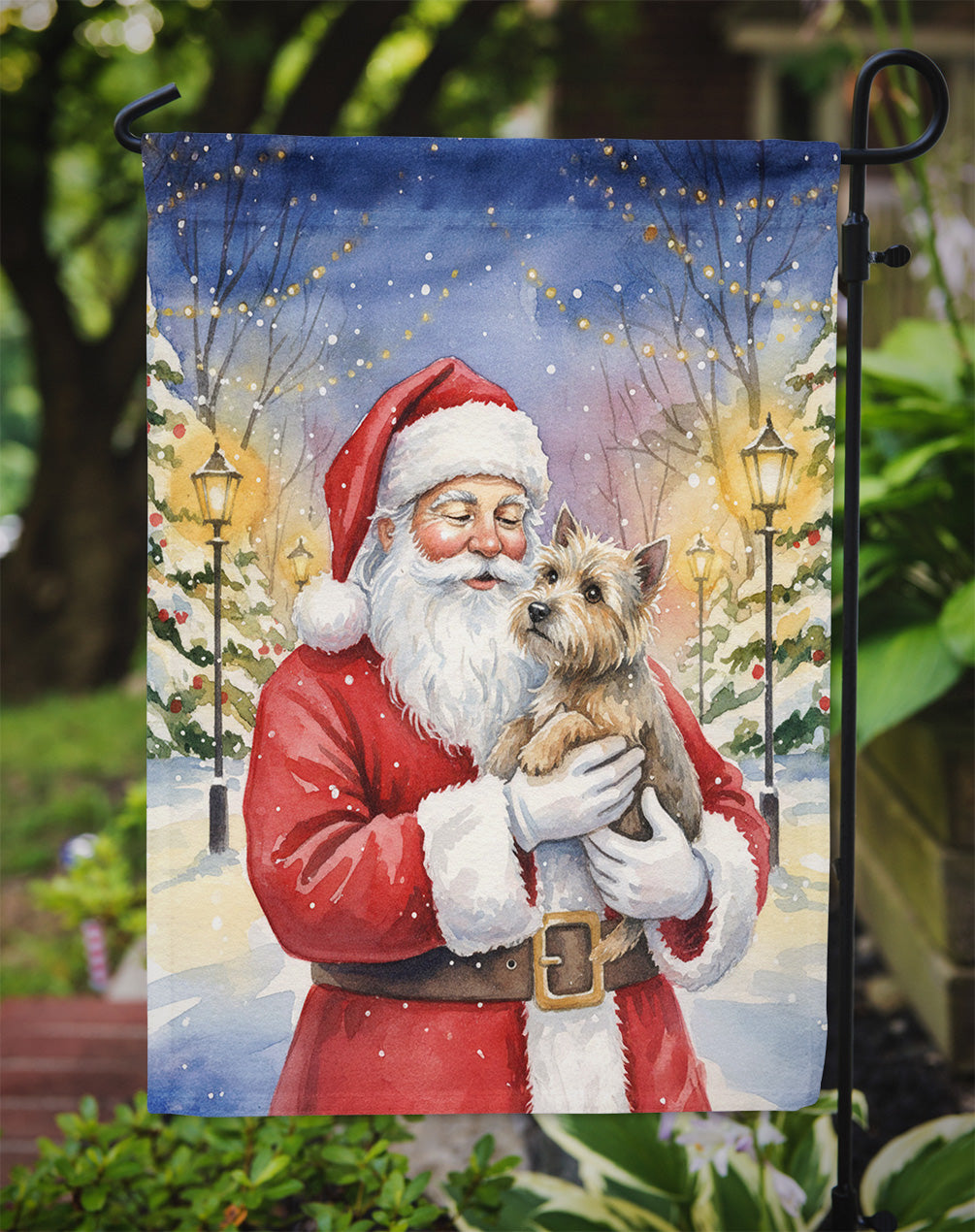 Cairn Terrier with Santa Claus Garden Flag