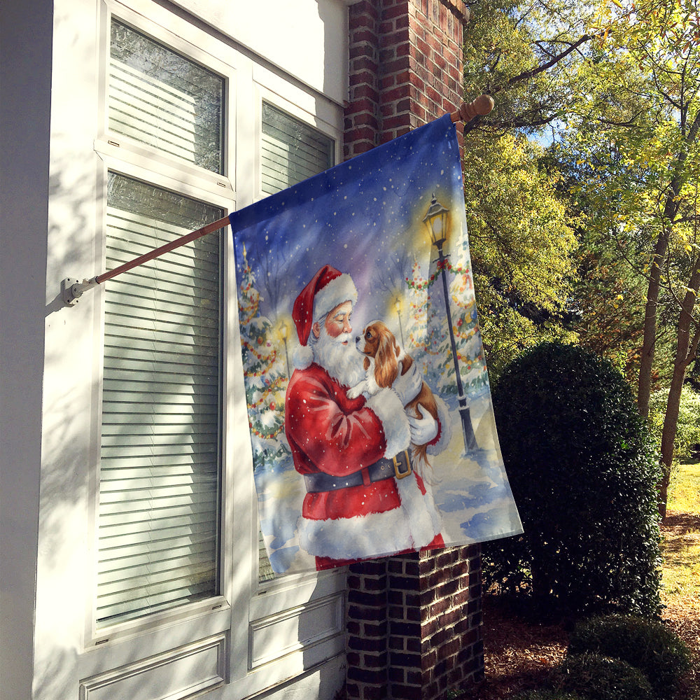 Cavalier Spaniel with Santa Claus House Flag