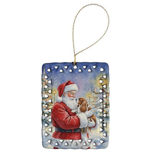 Buy this Cavalier Spaniel with Santa Claus Porcelain Ornament