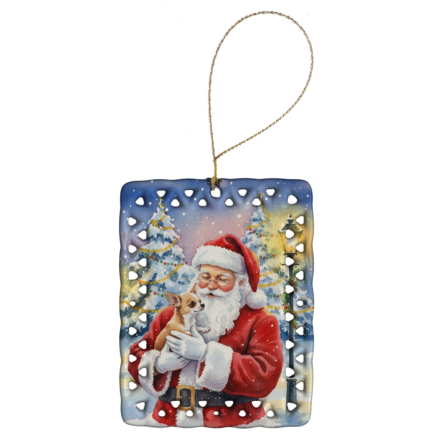 Buy this Chihuahua with Santa Claus Porcelain Ornament