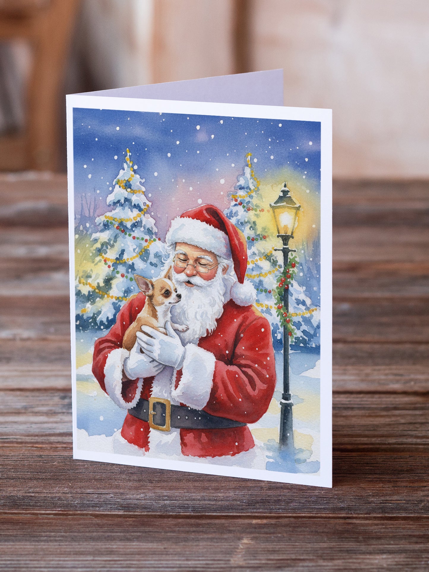 Chihuahua with Santa Claus Greeting Cards Pack of 8