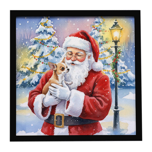 Buy this Chihuahua with Santa Claus Framed Metal Print