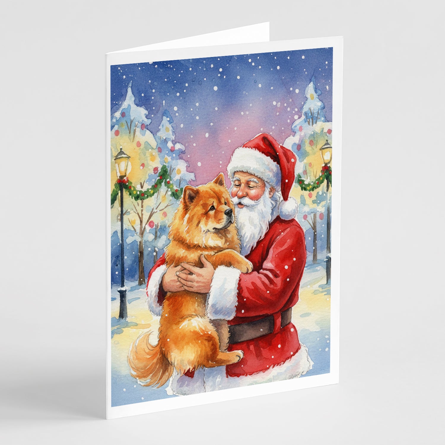 Buy this Chow Chow with Santa Claus Greeting Cards Pack of 8