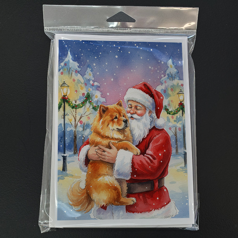 Chow Chow with Santa Claus Greeting Cards Pack of 8