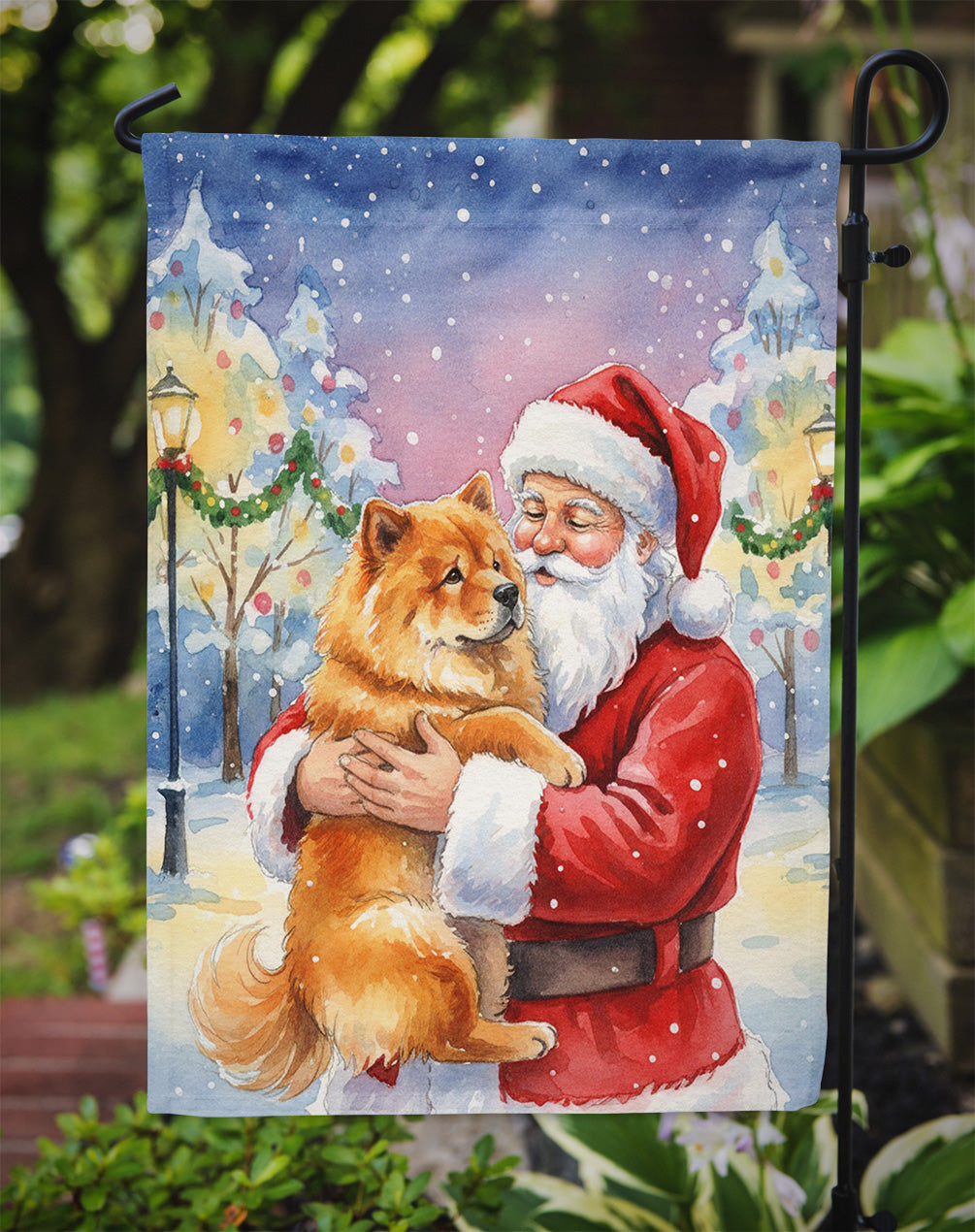 Chow Chow with Santa Claus Garden Flag