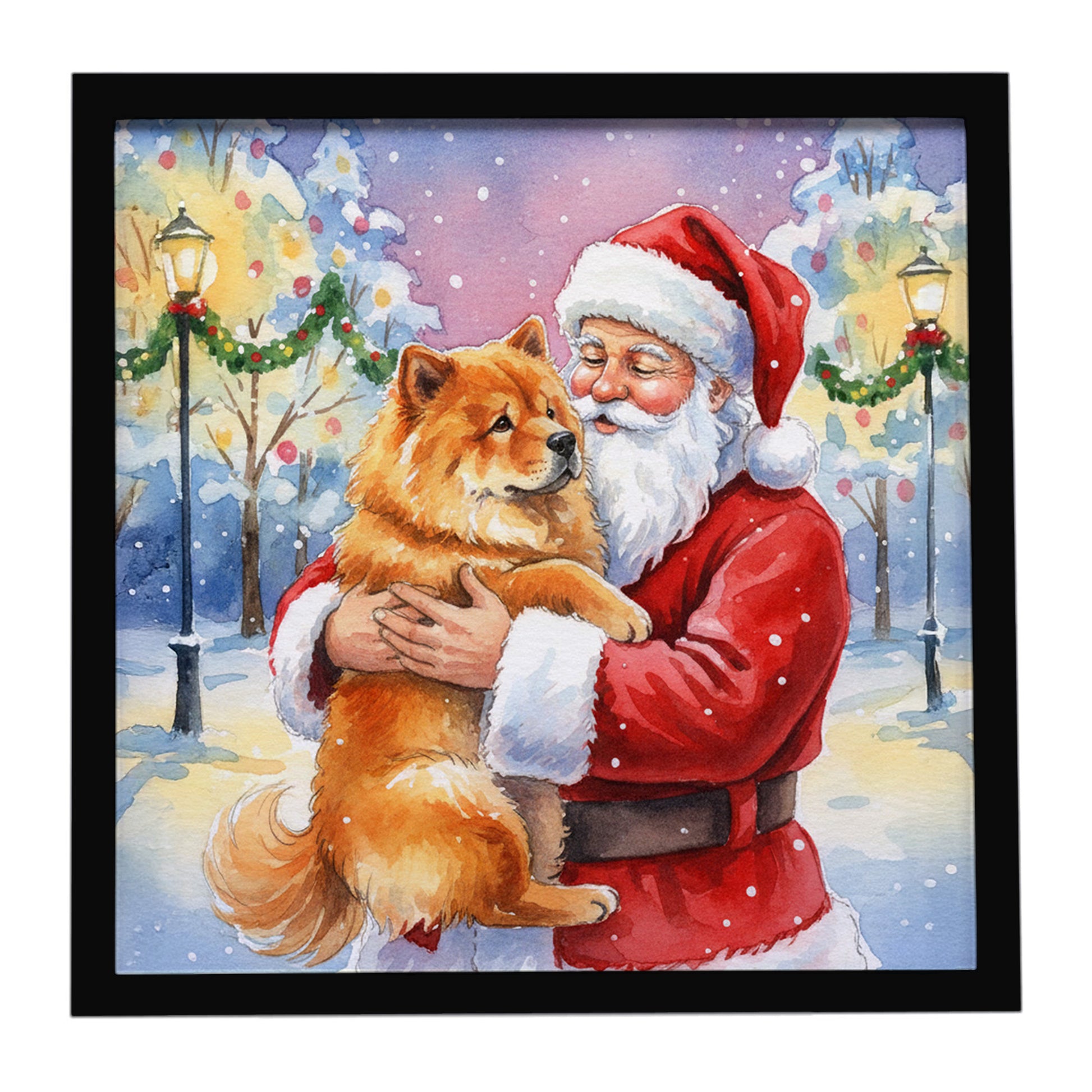 Buy this Chow Chow with Santa Claus Framed Metal Print