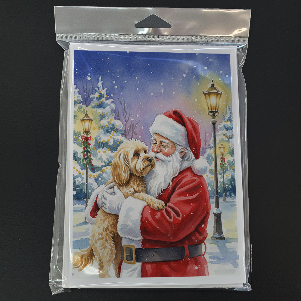 Cockapoo with Santa Claus Greeting Cards Pack of 8