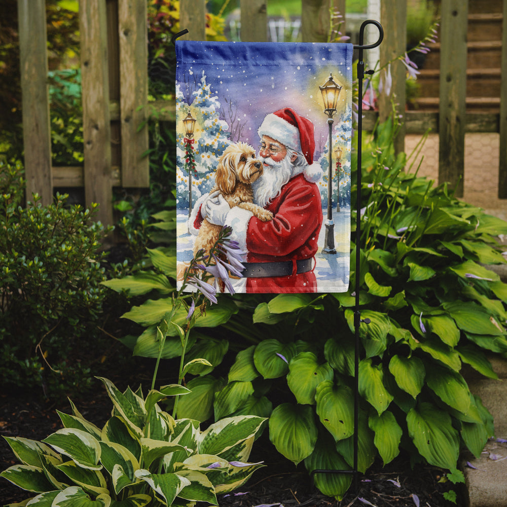 Cockapoo with Santa Claus Garden Flag