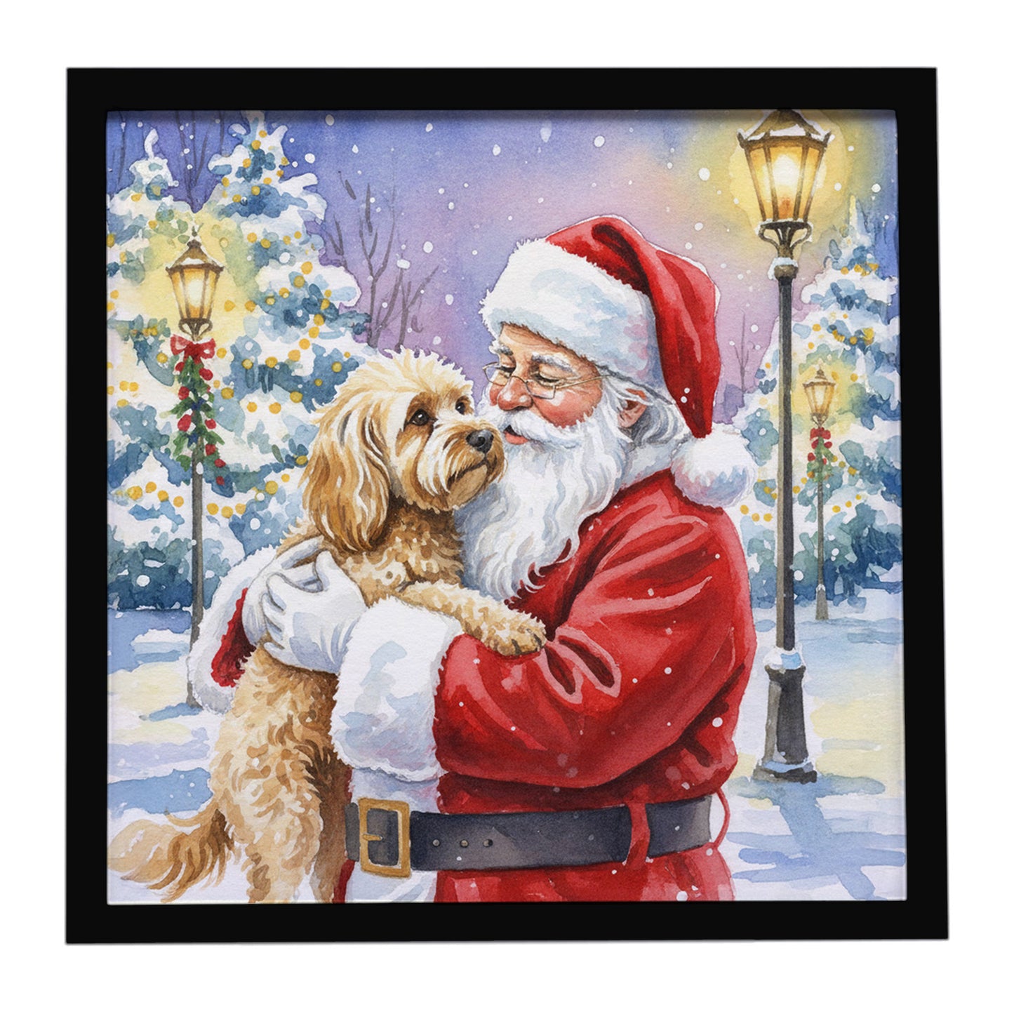 Buy this Cockapoo with Santa Claus Framed Metal Print