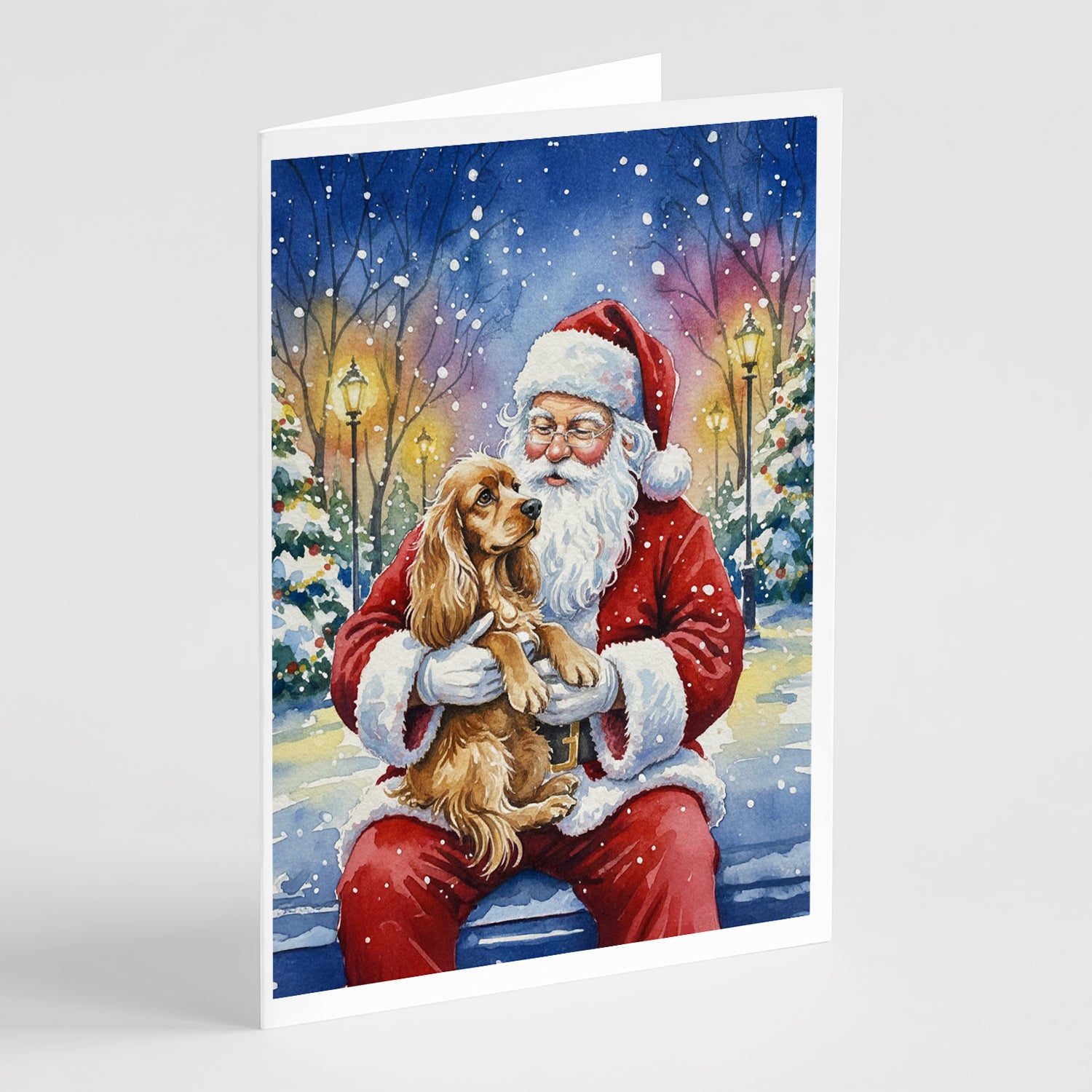 Buy this Cocker Spaniel with Santa Claus Greeting Cards Pack of 8